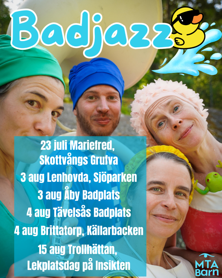 Badjazz – en blöt musikakt med clownig blåskvartett!